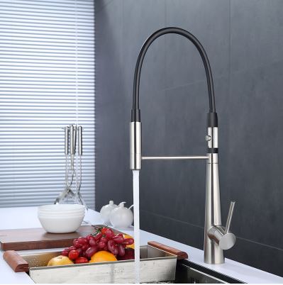 Robinets cuisine à 2 becs avec ose noir flexible