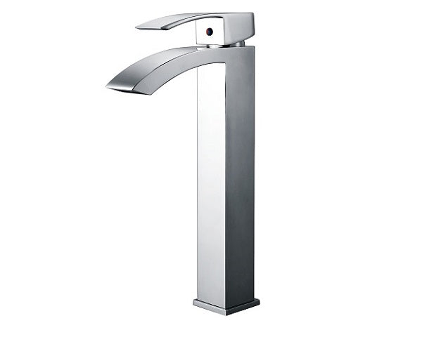 Robinet haut pour lavabo de salle de bains avec bec courbé
