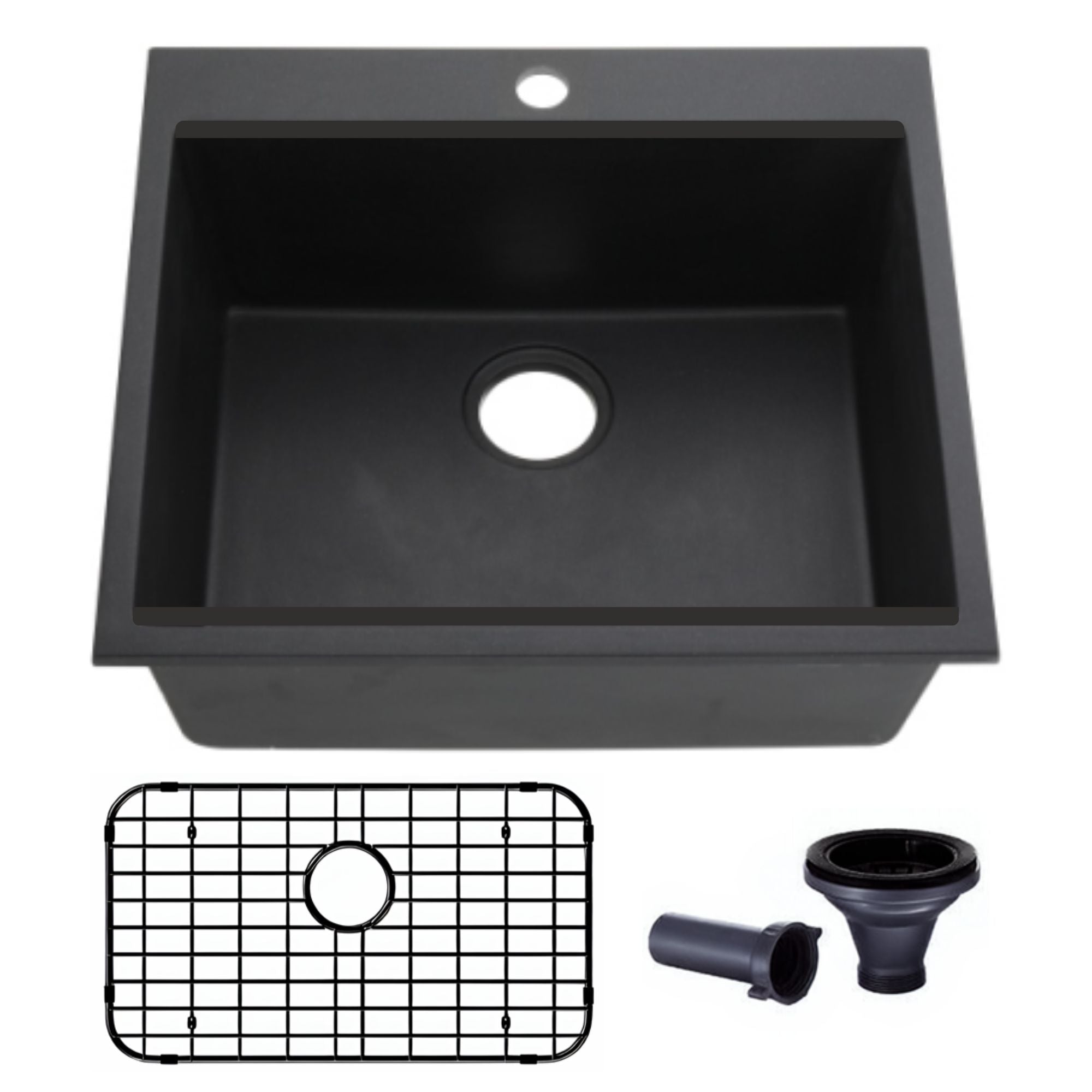 23x19 Évier de cuisine en granit composite avec grilles