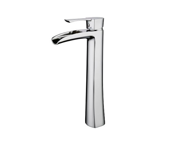 Robinet haut de lavabo de salle de bain à un trou et à poignée unique en cascade