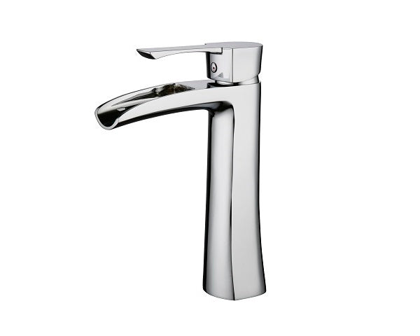 Robinet haut de lavabo de salle de bain à un trou et à poignée unique en cascade