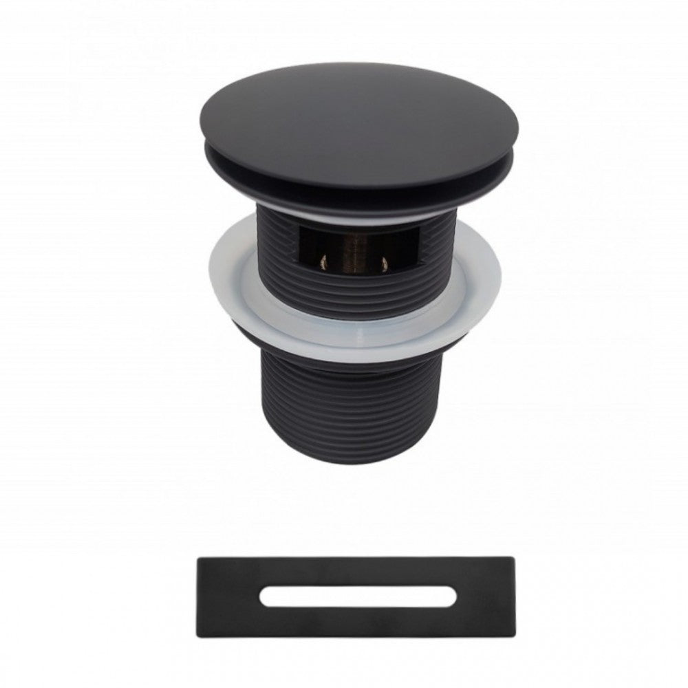 Drain de bain avec trop-plein - Noir mat