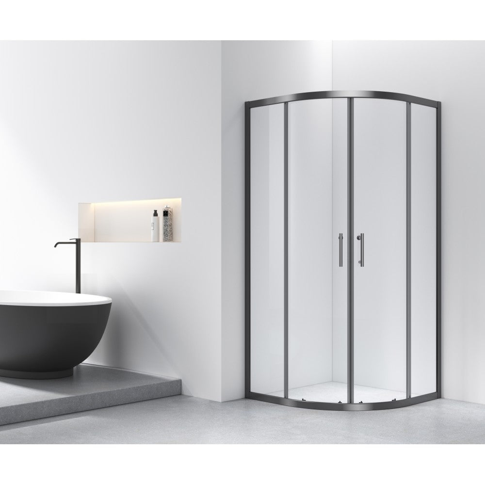 Celesta, Douche ronde en coin noire - Grandeur: 36''x36''