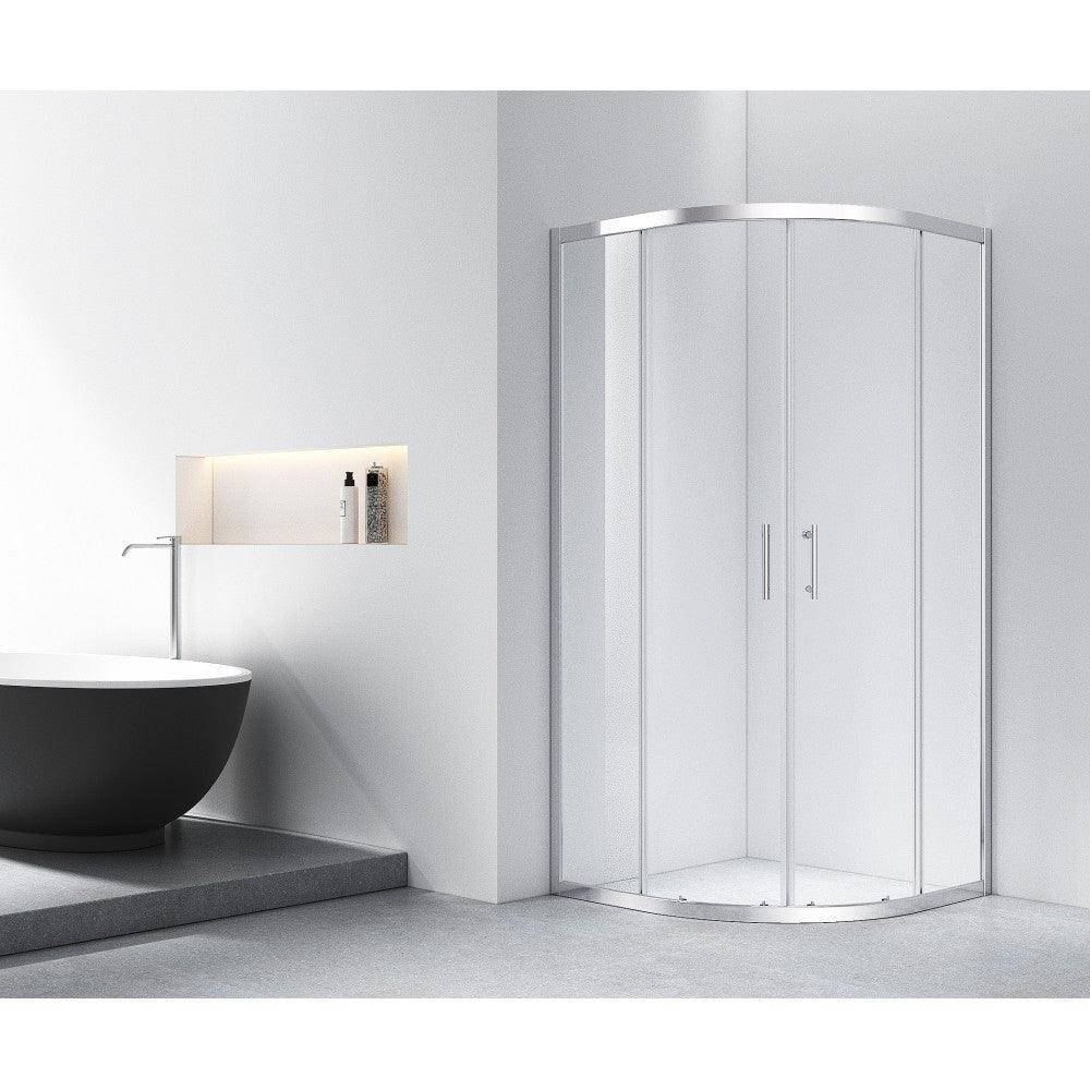 Celesta, Douche ronde en coin chrome - Grandeur: 32"x32"
