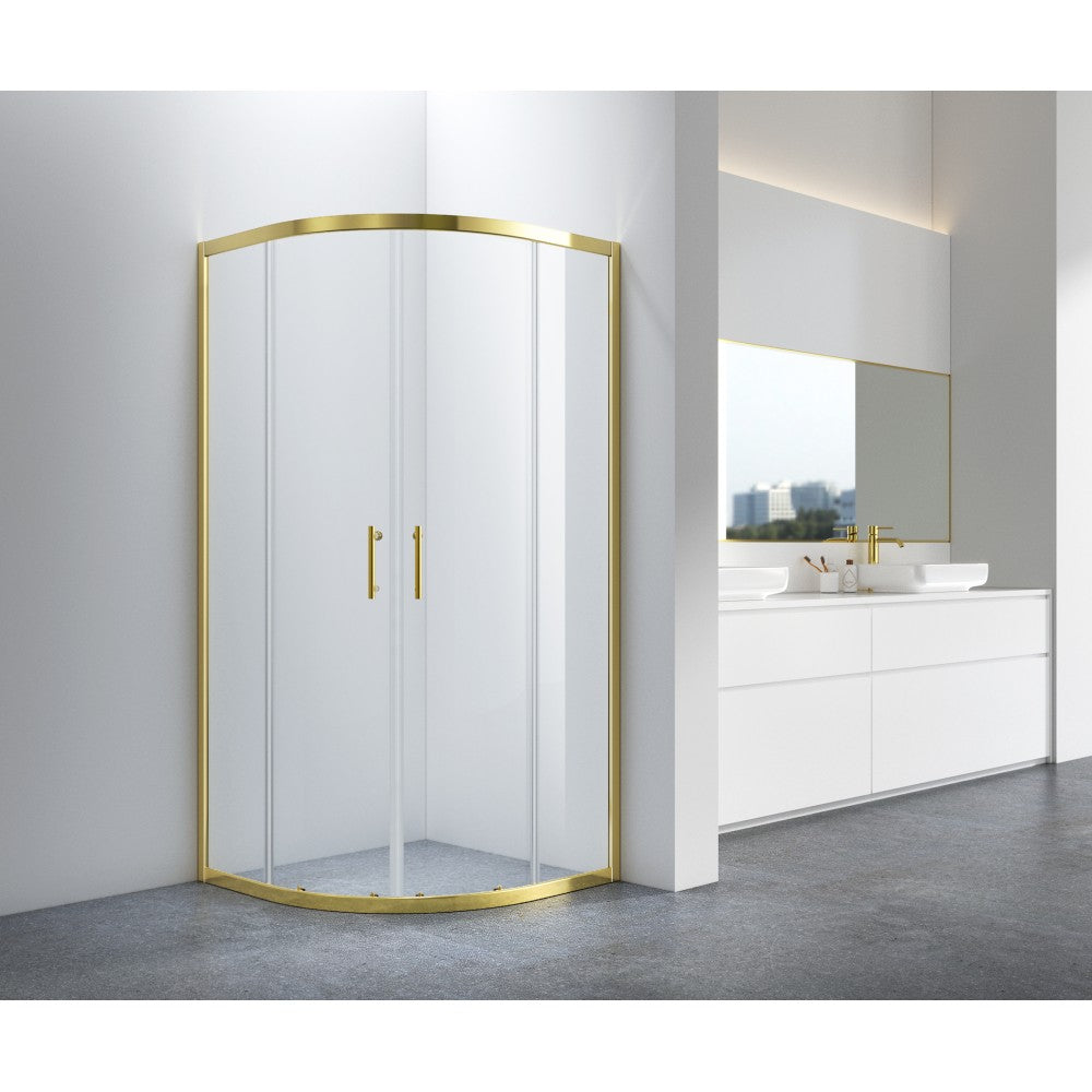 Celesta, Douche ronde en coin or - Grandeur: 32"x32"