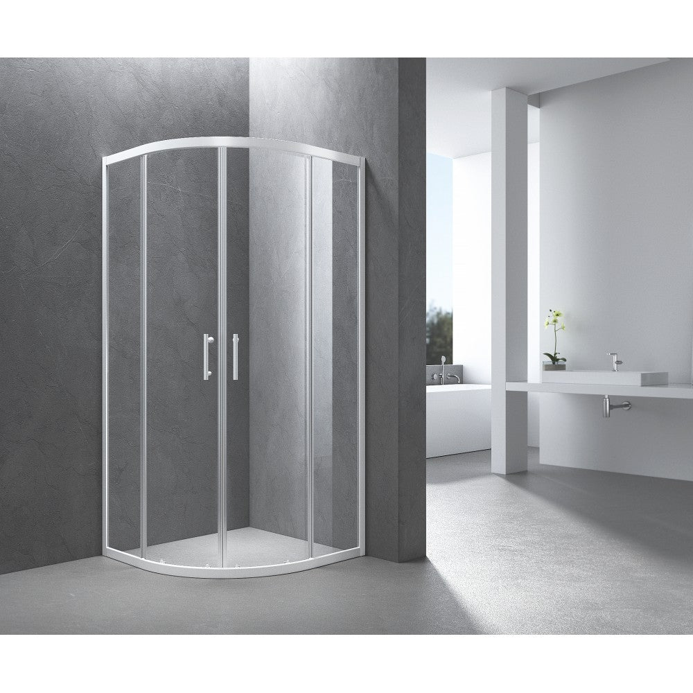 Celesta, Douche ronde en coin blanche - Grandeur: 32"x32"