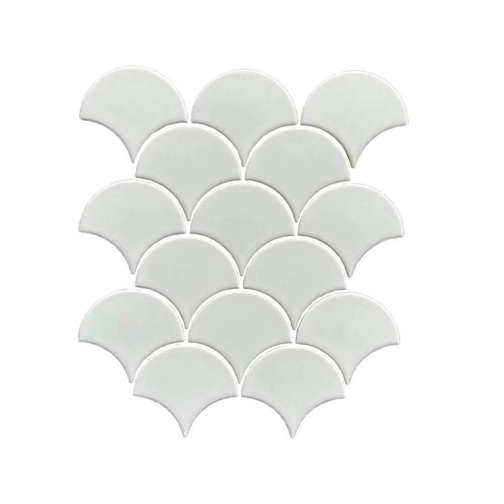 Mosaïque Blanc Mat – Écaille, salle de bain & cuisine