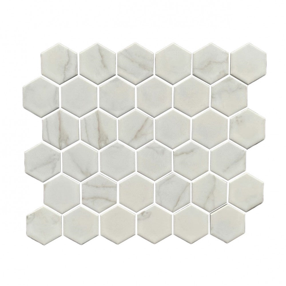 Mosaïque Calacatta – Hexagone, salle de bain & cuisine