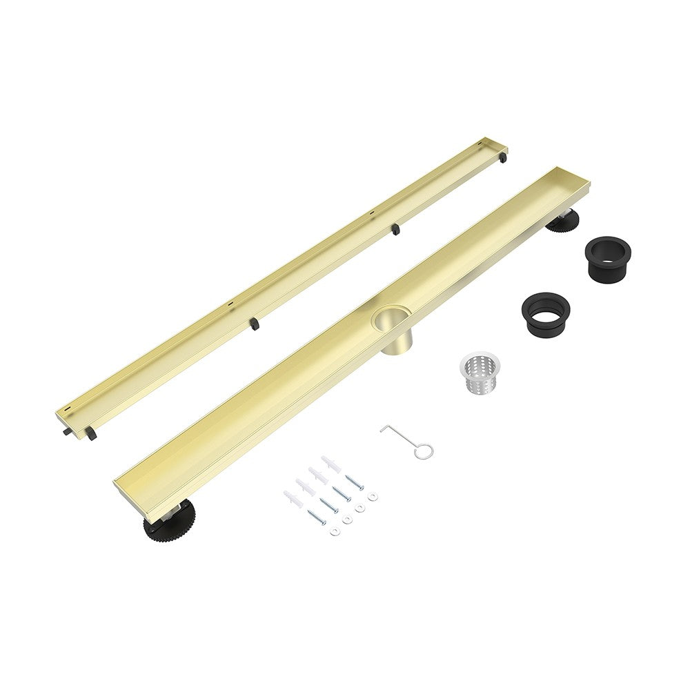 Drain linéaire en Acier inoxydable fini or mat - Grandeur: 24"