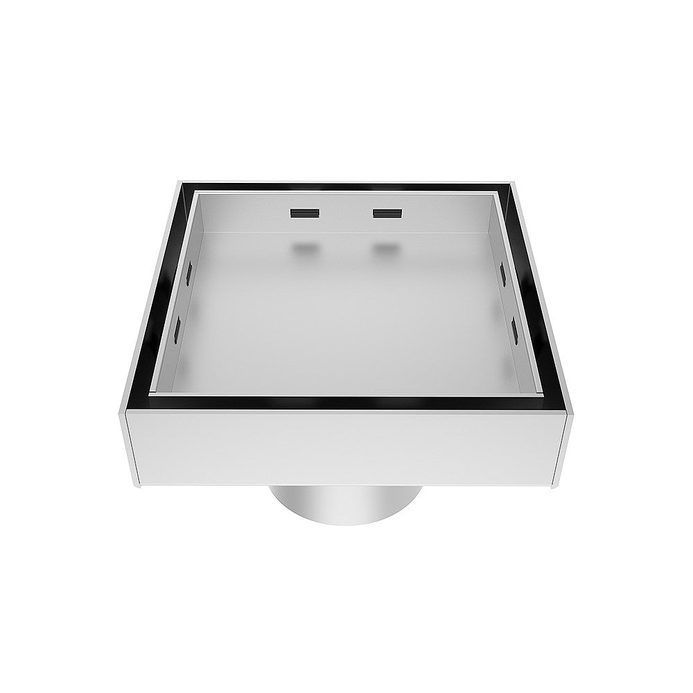 Drain 4x4" en acier inoxydable fini brossé