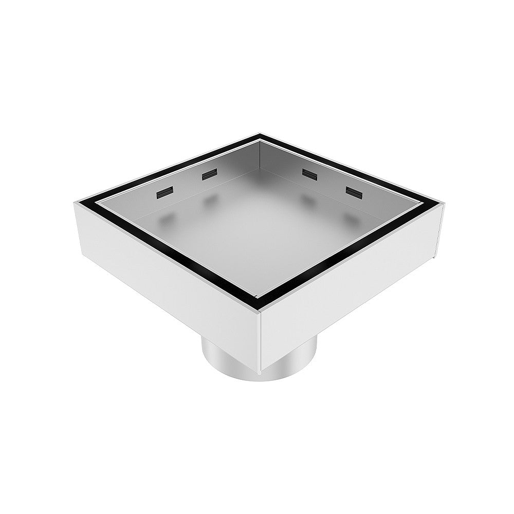 Drain 4x4" en acier inoxydable fini brossé