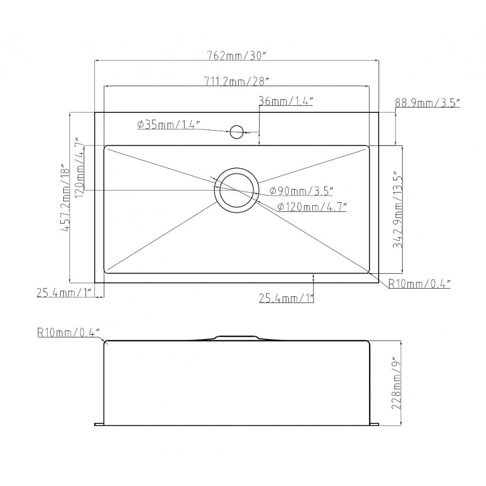 Évier de cuisine, 30 x 18", noir anthracite