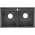 Évier de cuisine double, 30 x 18", noir anthracite