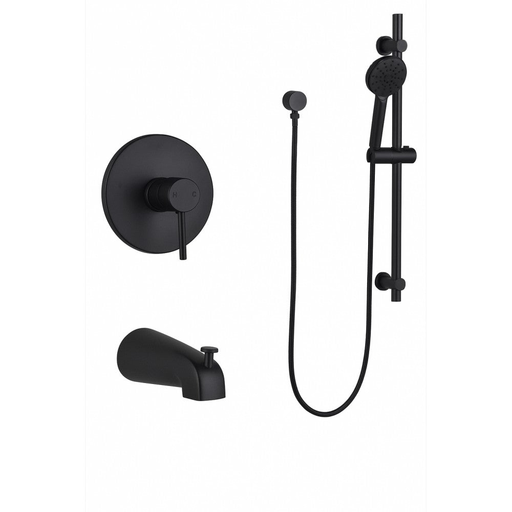 Collection Kami, Robinet de douche avec bec de bain - Noir mat