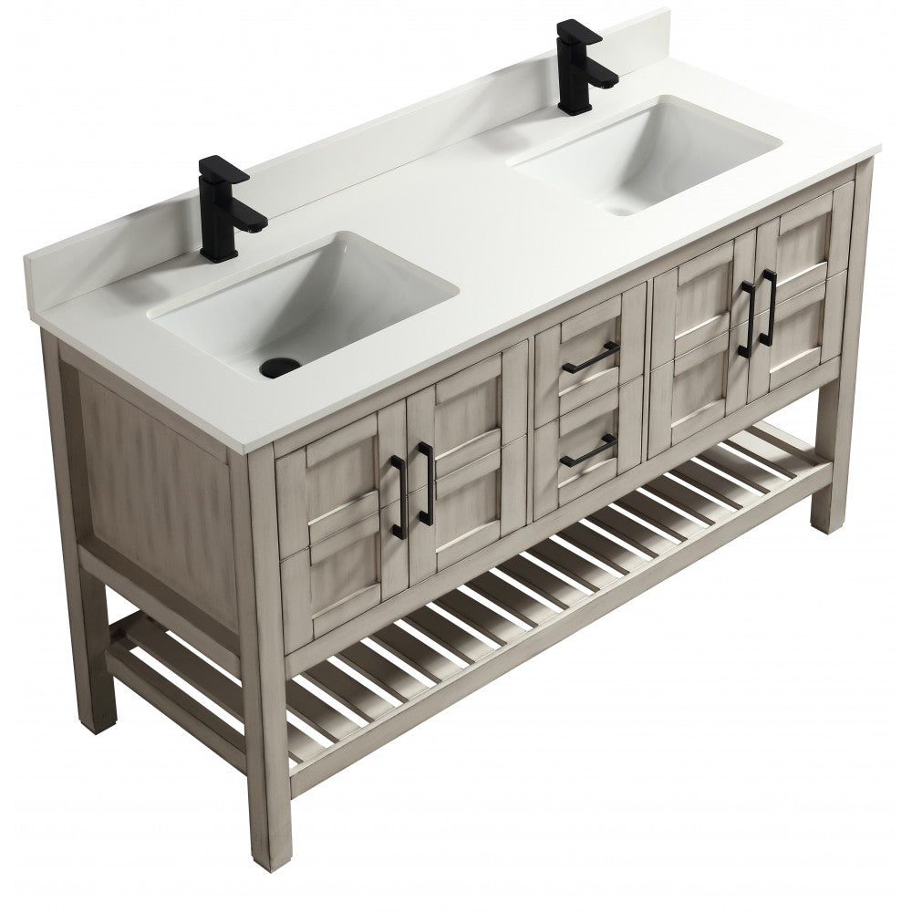 SIF 60" bois massif - Gris antique