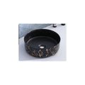 Epona, Lavabo rond en porcelaine - Noir mat et marbrure dorée