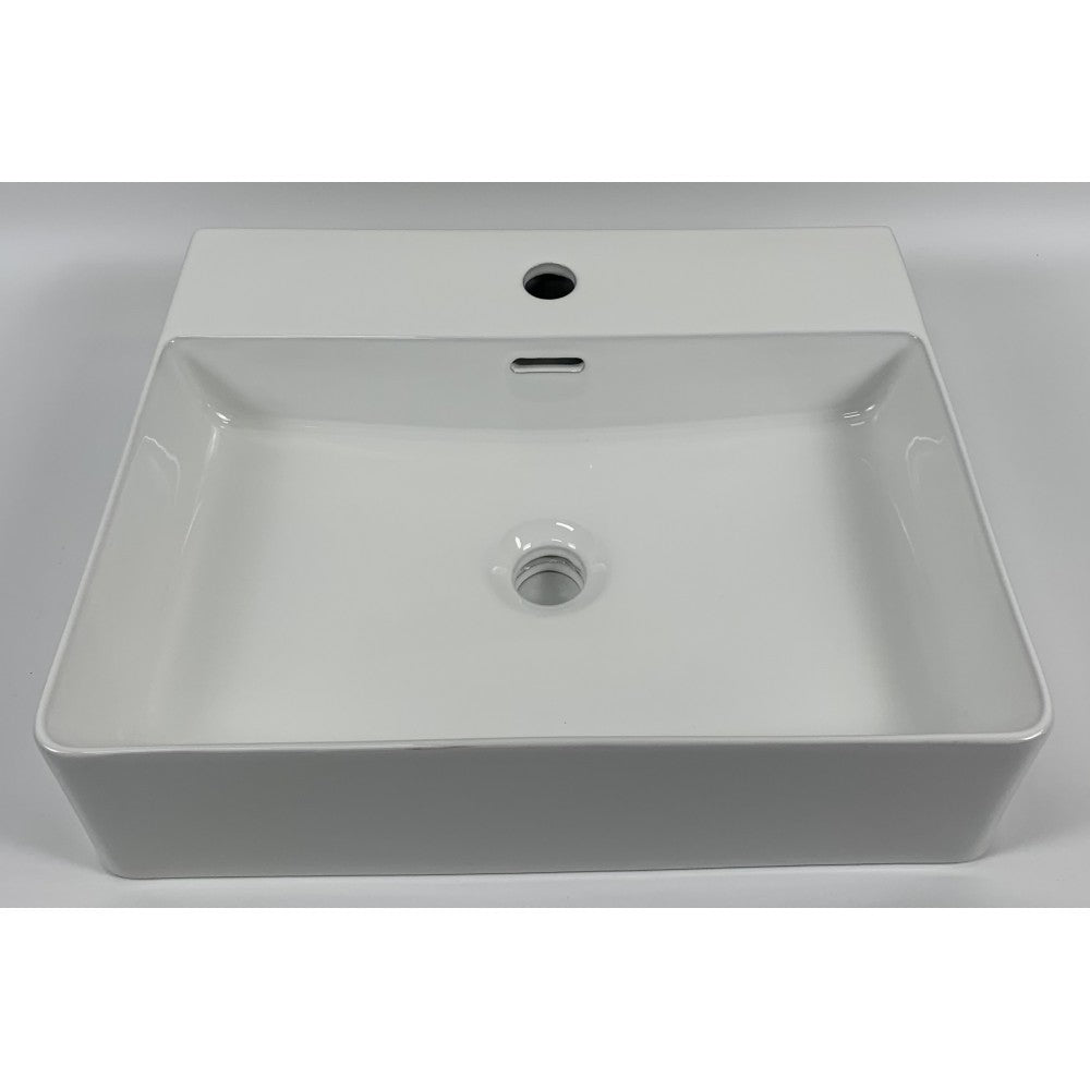 Kali, Lavabo rectangulaire en porcelaine - Blanc lustré