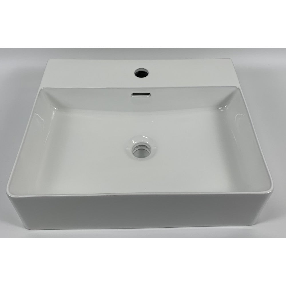 Kali, lavabo rectangulaire en porcelaine avec fini blanc lustré
