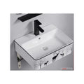 Kali, Lavabo rectangulaire en porcelaine - Blanc lustré, rebord lustré et graphiques