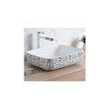 Nyx 14", Lavabo carré en porcelaine - Blanc et noir lustré