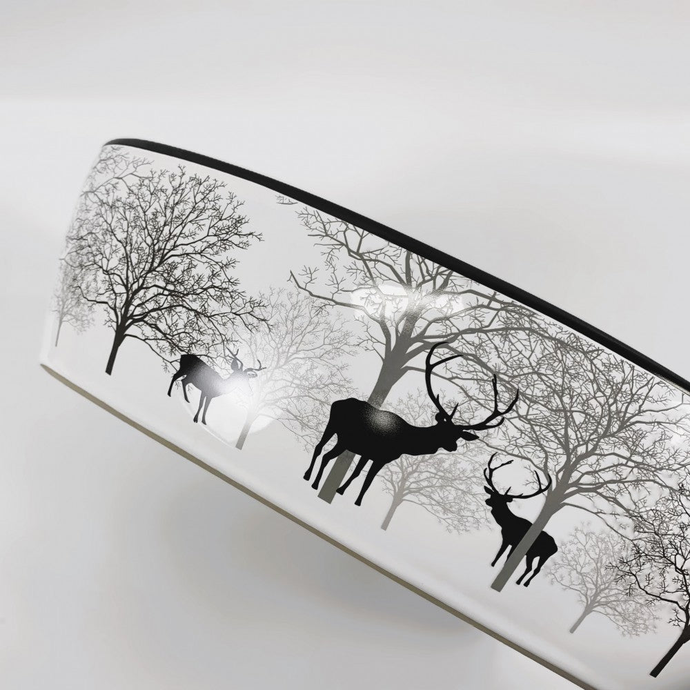 Sumatra, Lavabo blanc lustré avec rebord noir et graphiques