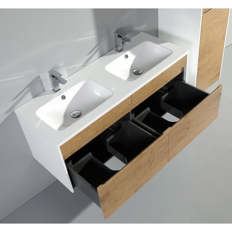 Java 48", Vanité double flottante - Mo Oak