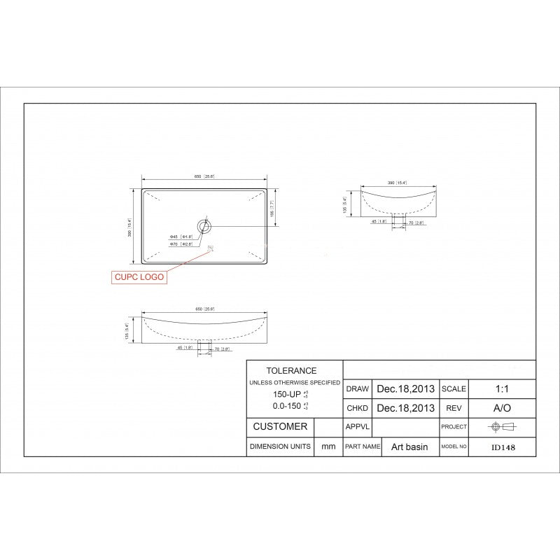 Indra 25.6", Lavabo en porcelaine