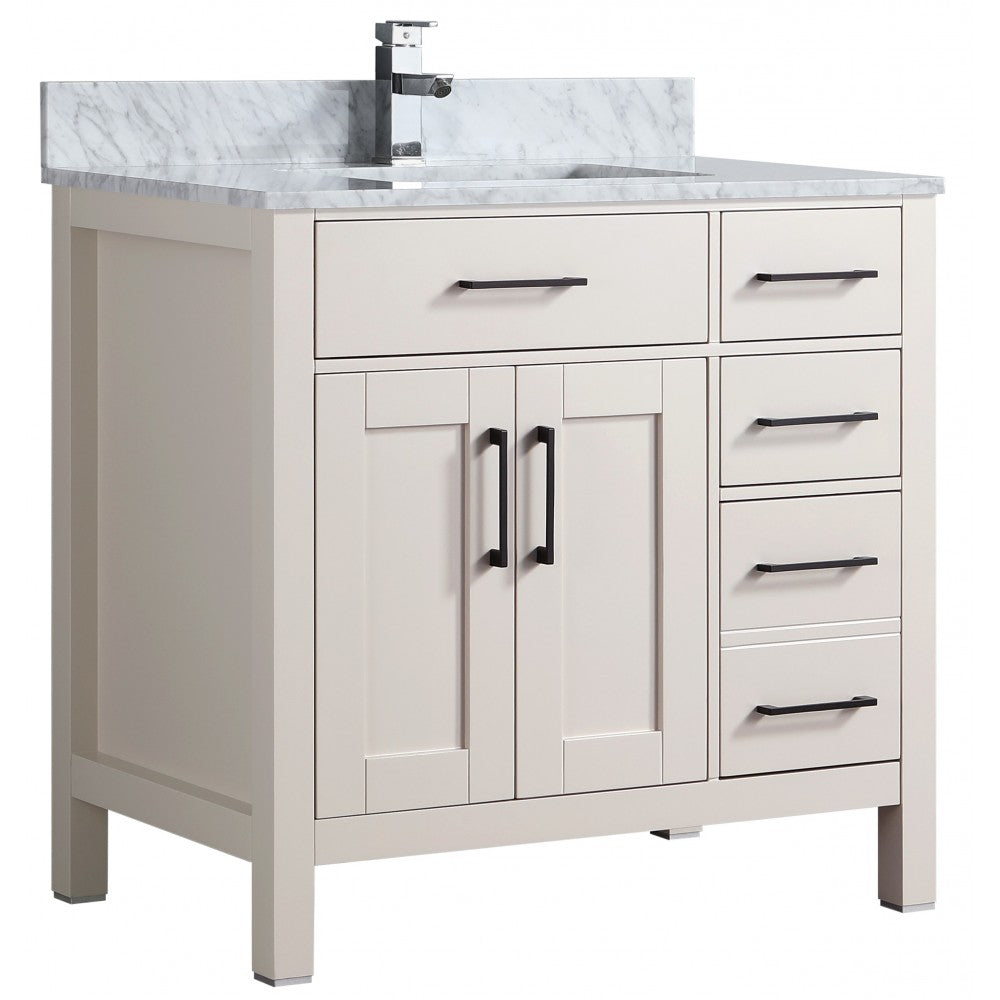 Vanité de salle de bain Goli 36'' – bois massif greige