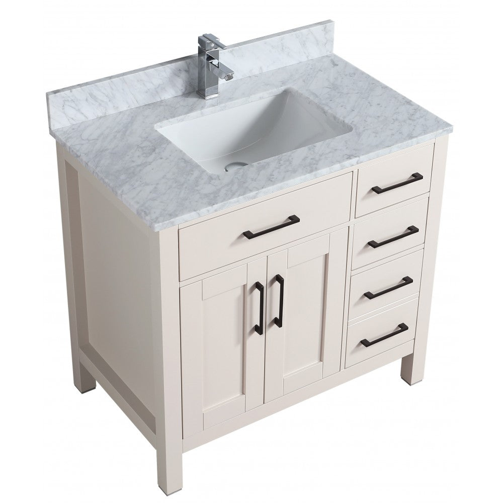 Vanité de salle de bain Goli 36'' – bois massif greige