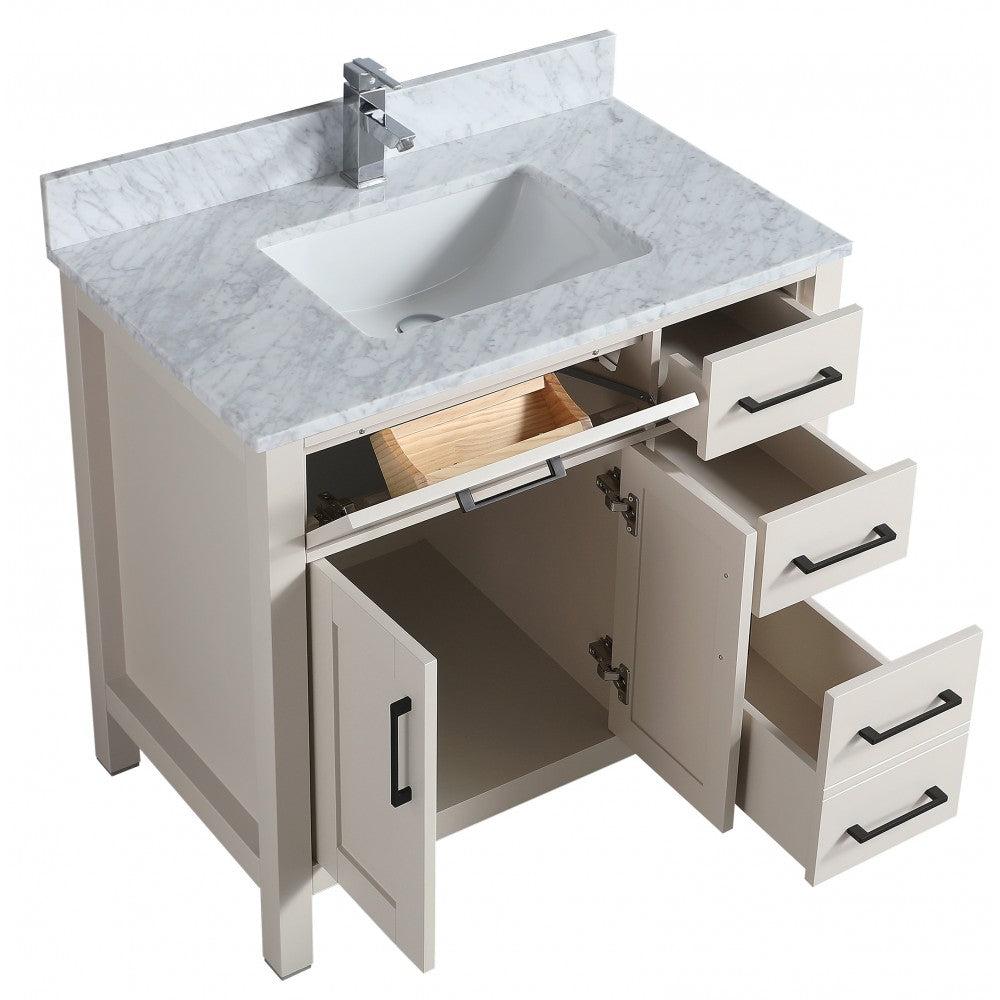 Vanité de salle de bain Goli 36'' – bois massif greige
