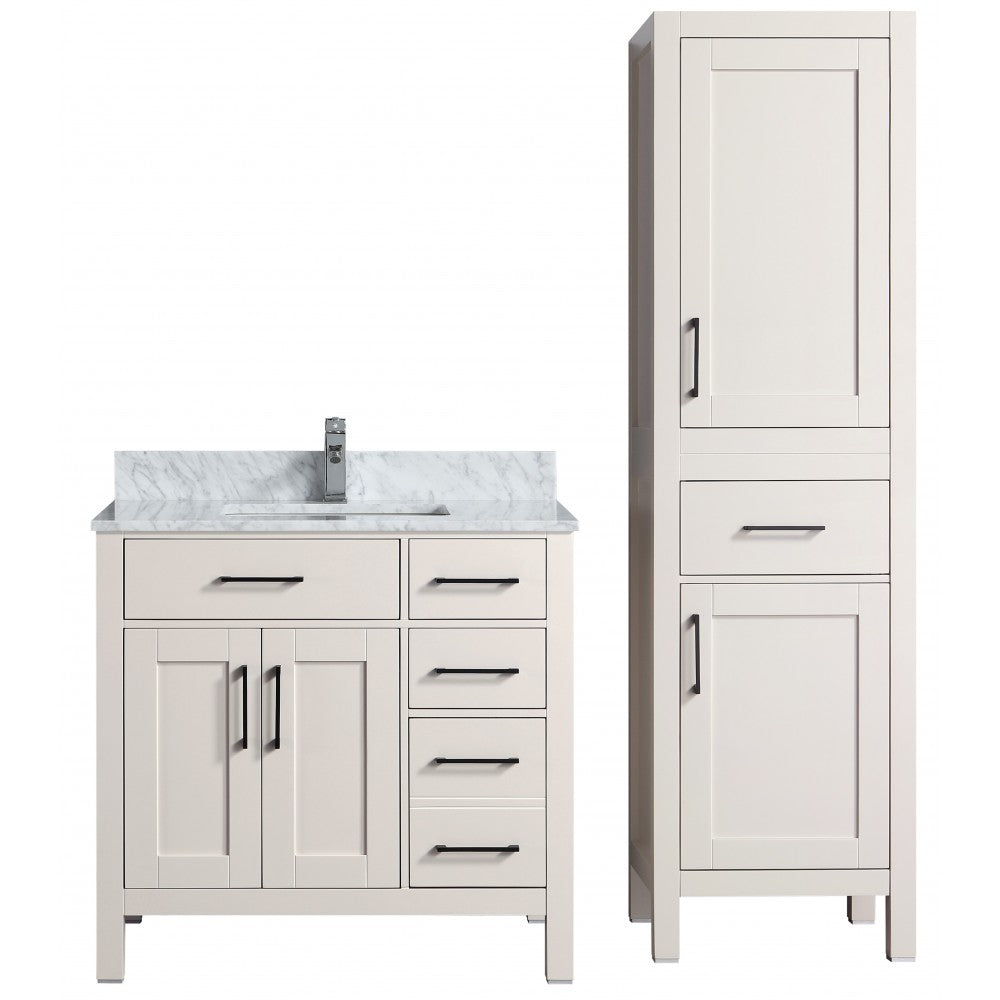 Vanité de salle de bain Goli 36'' – bois massif greige