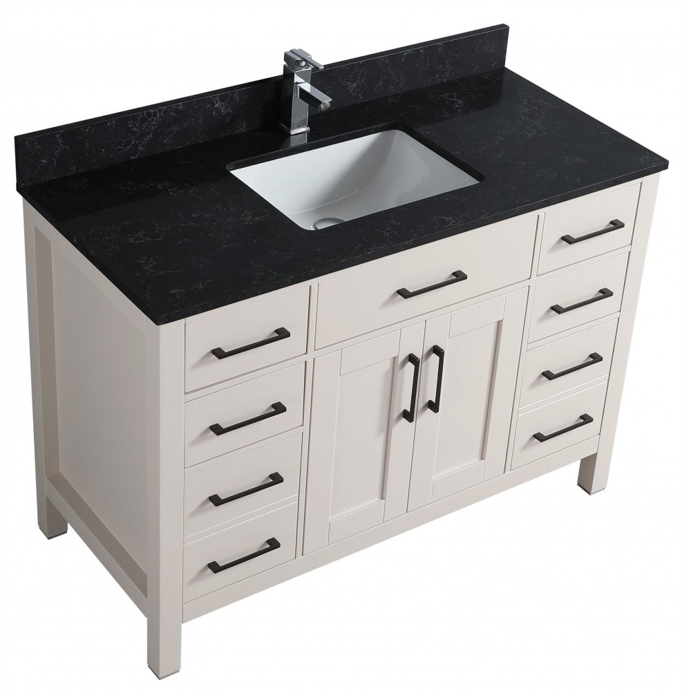 Vanité de salle de bain Goli 48" – Bois massif greige