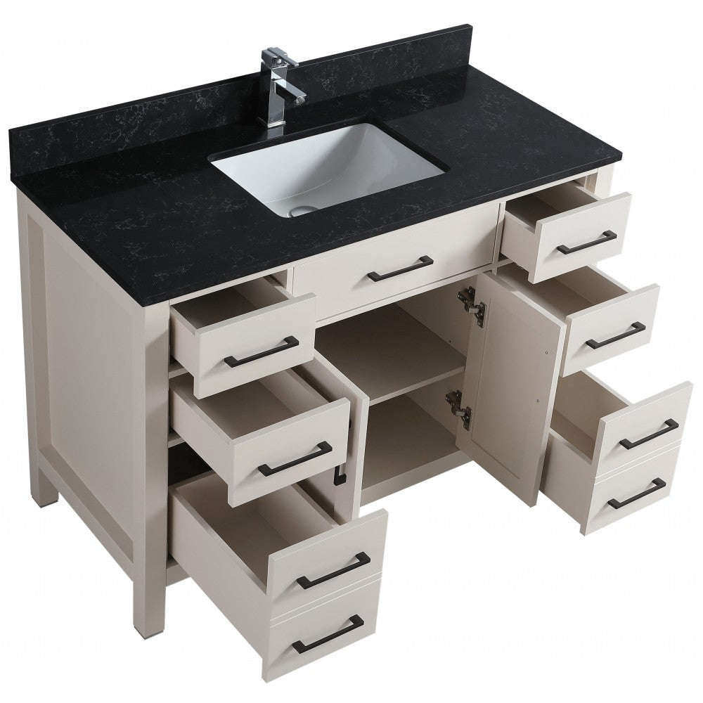 Vanité de salle de bain Goli 48" – Bois massif greige