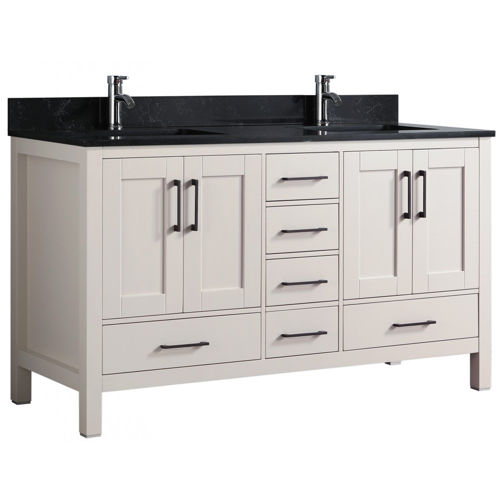 Vanité de salle de bain Goli 60'' – Bois massif greige