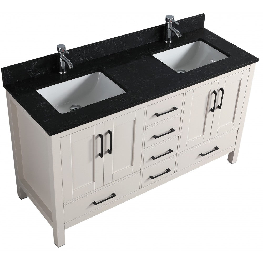 Vanité de salle de bain Goli 60'' – bois massif greige