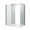 Fresca 54", Douche en verre style ''walk-in'' noire mate avec retour 34"