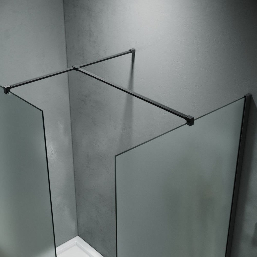 Fresca 54", Douche en verre style ''walk-in'' noire mate avec retour 34"
