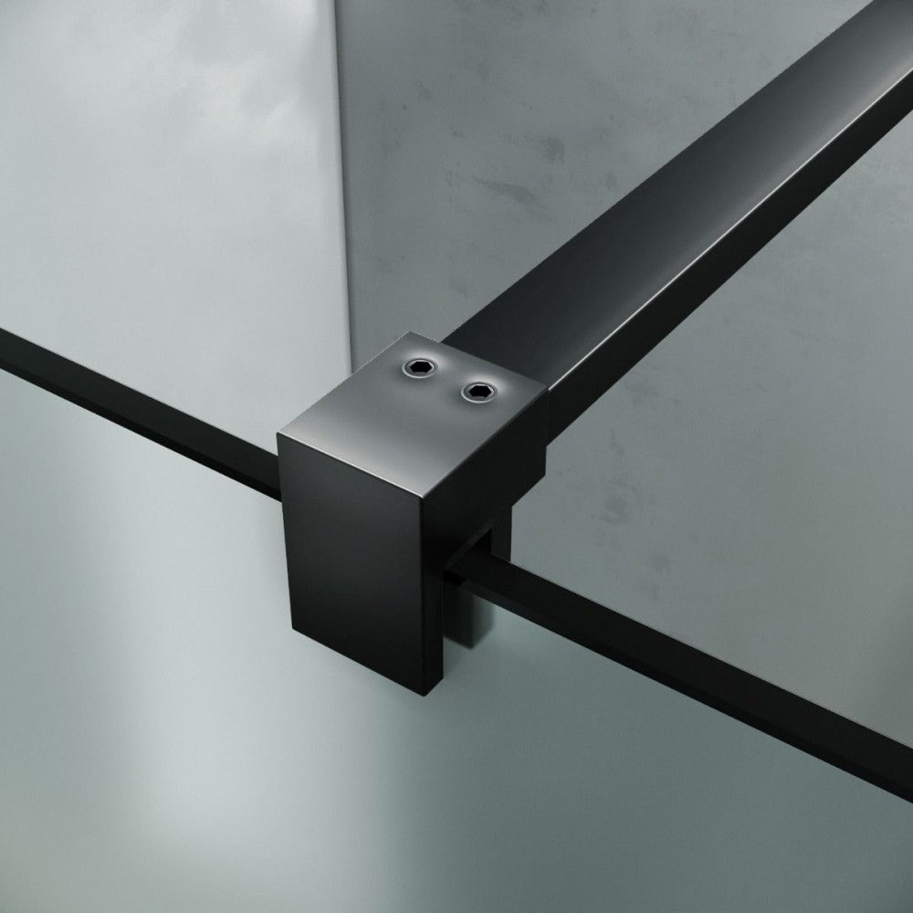 Fresca 54", Douche en verre style ''walk-in'' noire mate avec retour 34"
