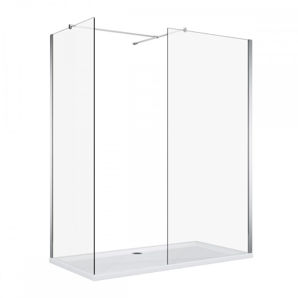 Fresca 54", Douche en verre style ''walk-in'' chrome avec retour 34"