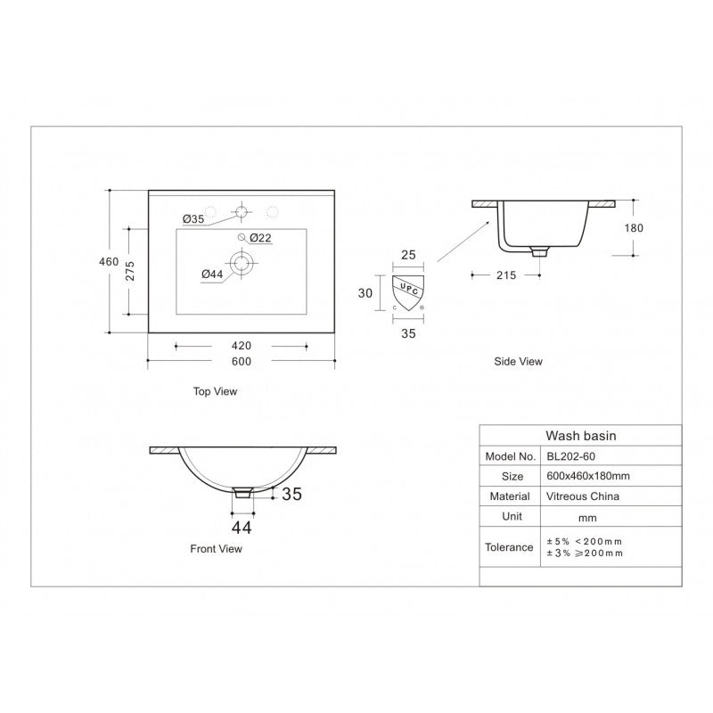 Nero, Lavabo en porcelaine semi-encastré