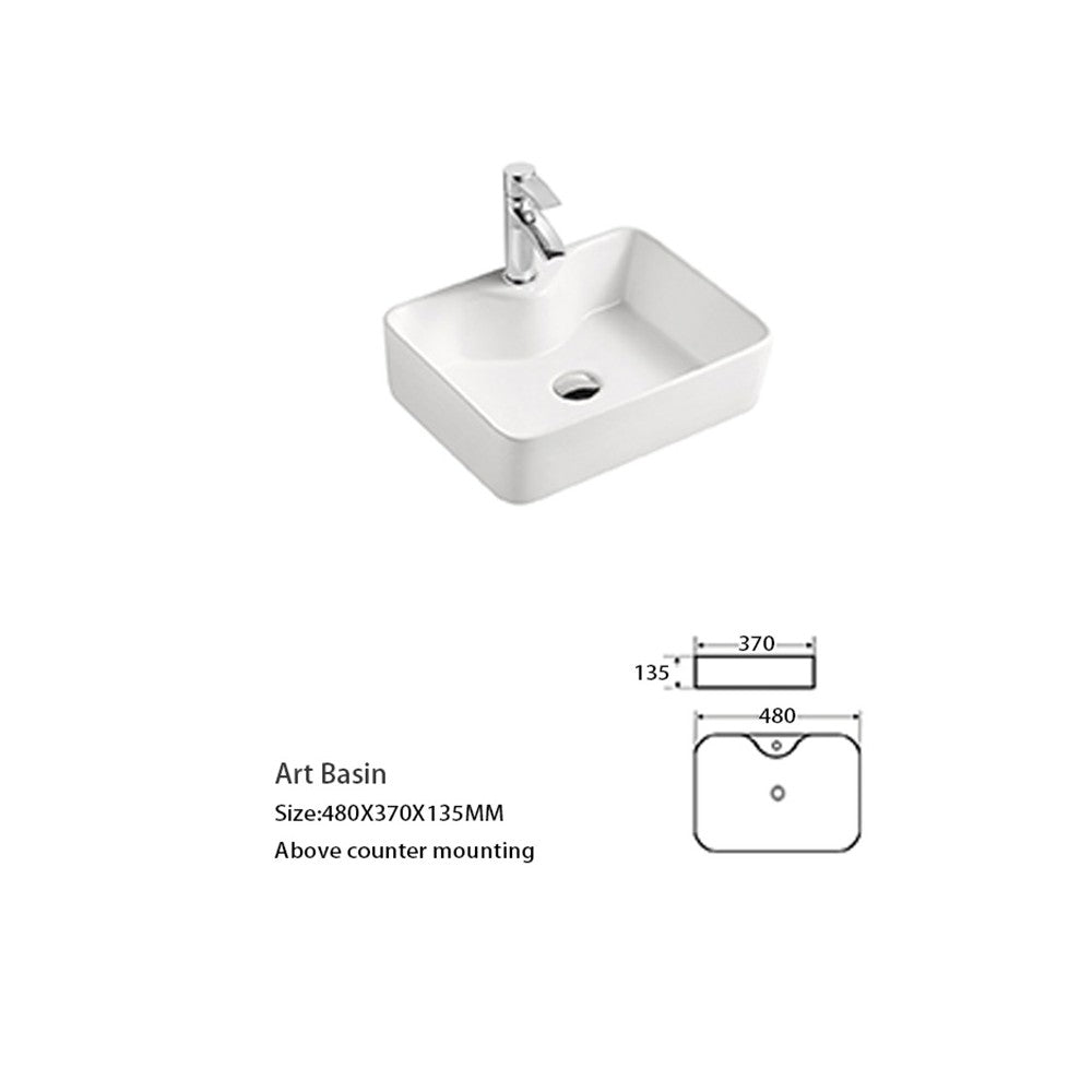 Danu, Lavabo en porcelaine - Blanc lustré