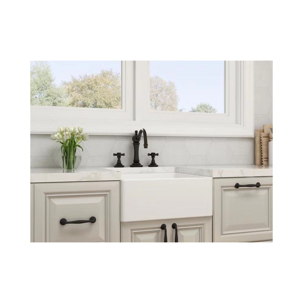 Balios 24" Évier en porcelaine - Blanc lustré