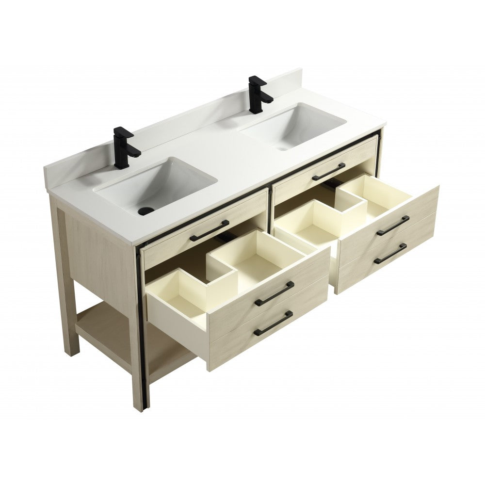 Vali 60" bois massif, Beige antique