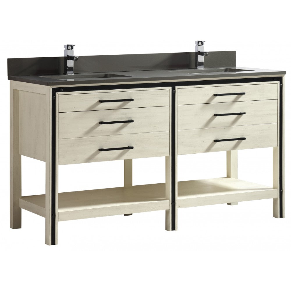 Vali 60" bois massif, Beige antique