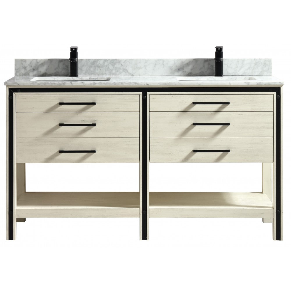 Vali 60" bois massif, Beige antique