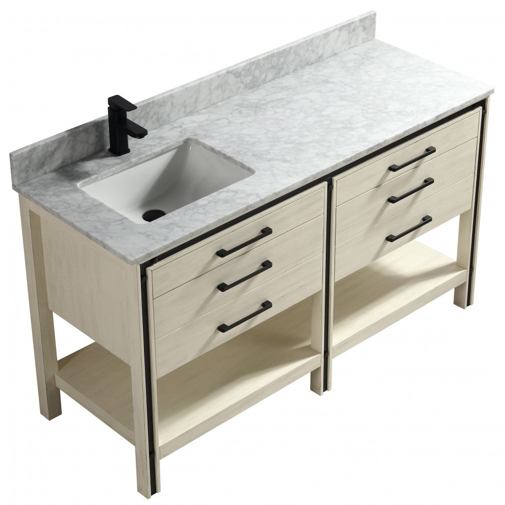 Vali 60" bois massif, Beige antique
