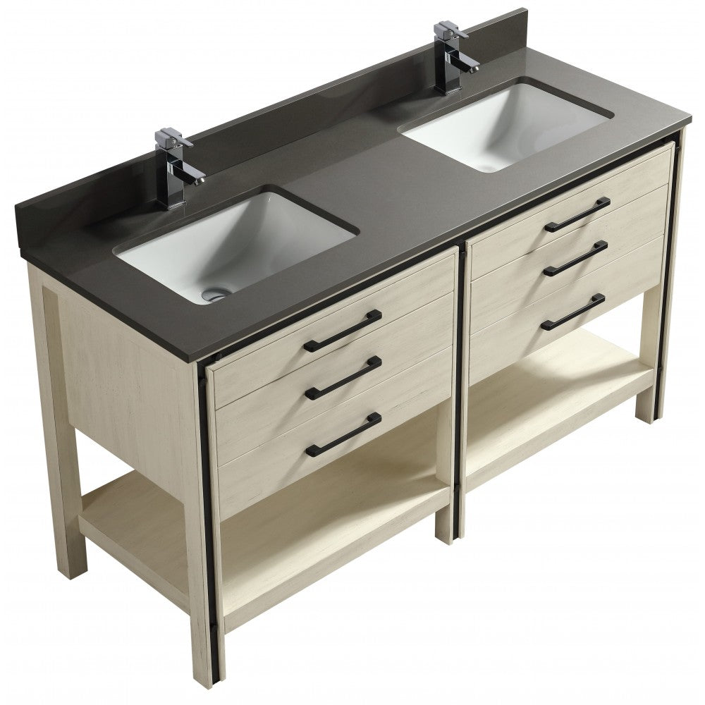 Vali 60" bois massif, Beige antique