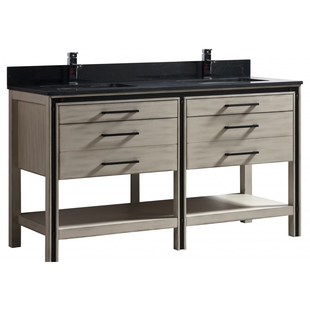 Vali 60" bois massif, Gris antique
