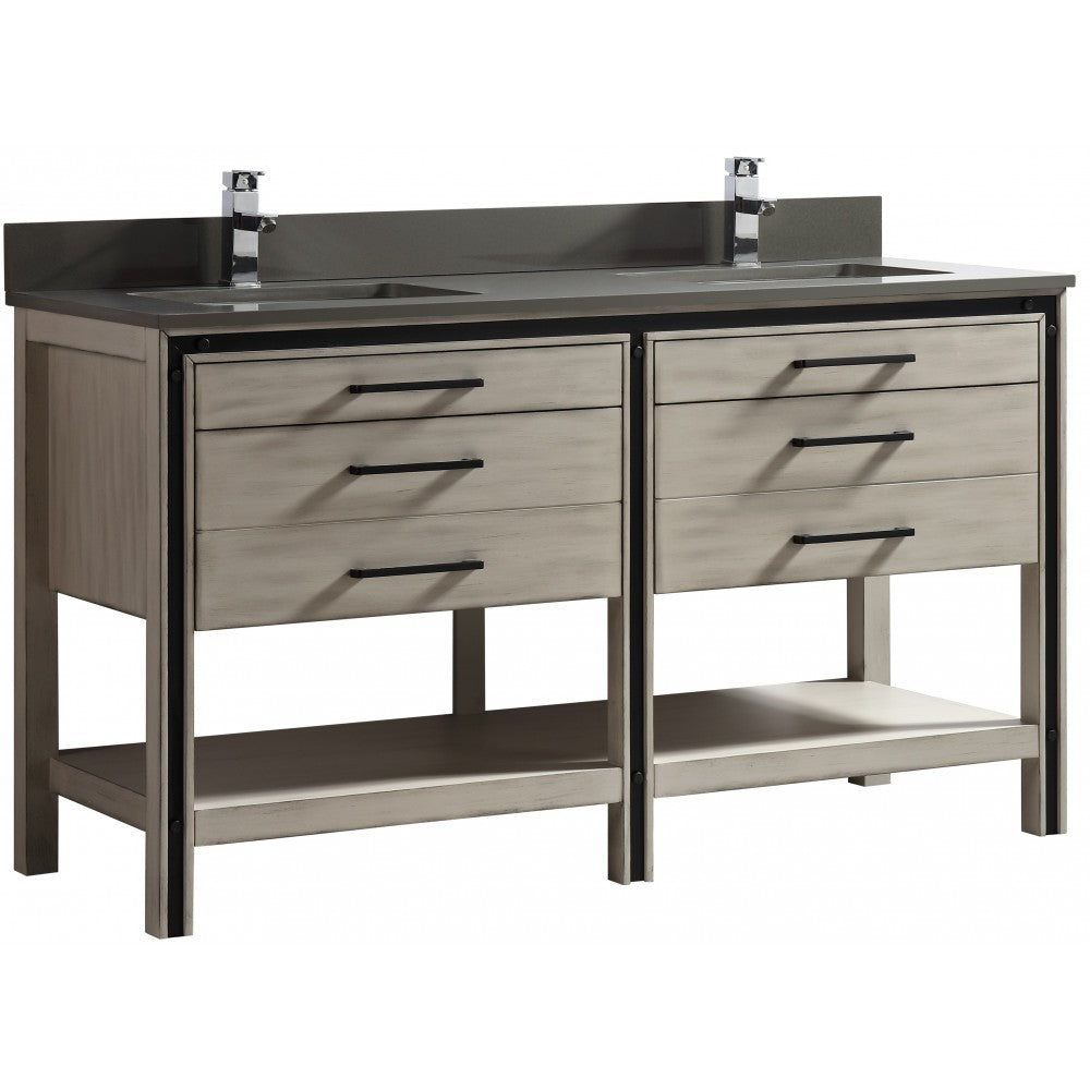 Vali 60" bois massif, Gris antique