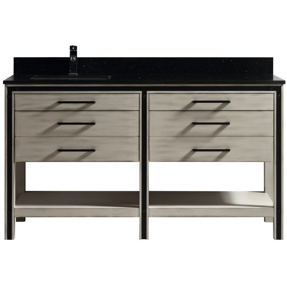 Vali 60" bois massif, Gris antique